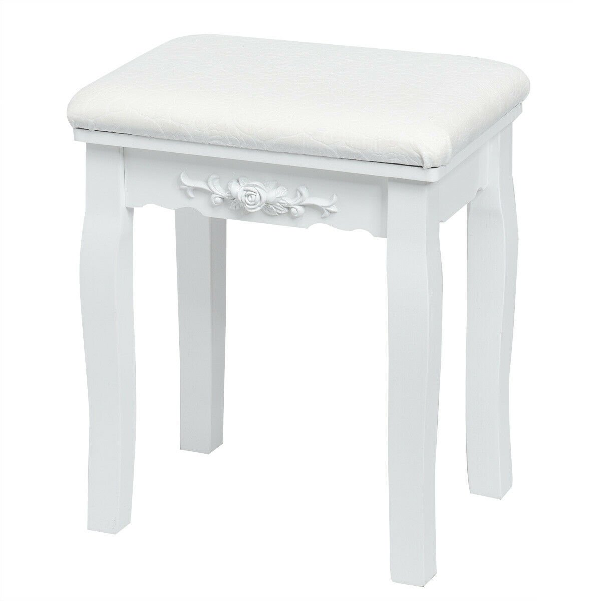 10 Dimmable Lights Vanity Table Set with Lighted Mirror and Cushioned Stool-White