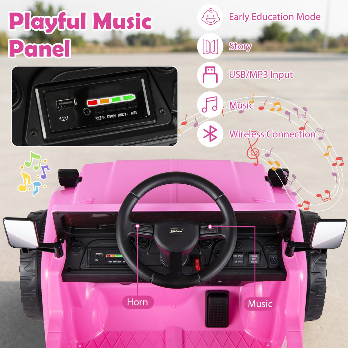 12V Licensed Toyota Kids Ride On Truck, Pink, with Soft Start, 3 Remote Speeds, Dump Bed and 66 lb Seat Capacity