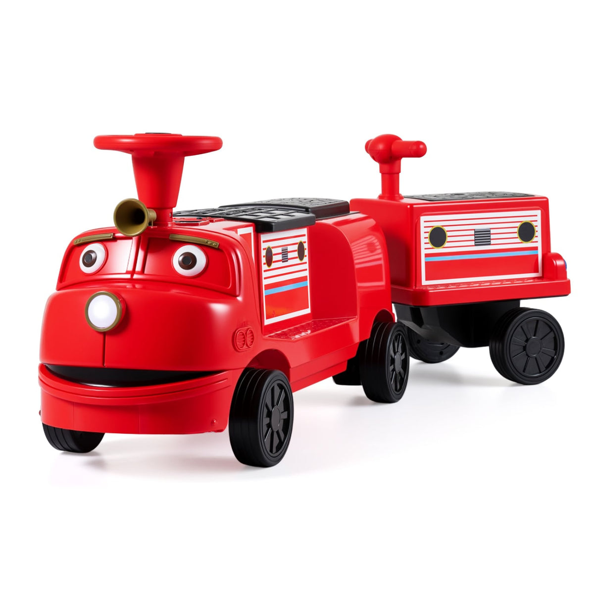12V Licensed Chuggington Kids Ride On Train with Dual 35W Motors, 12V 7Ah Battery and Detachable Carriage, Red