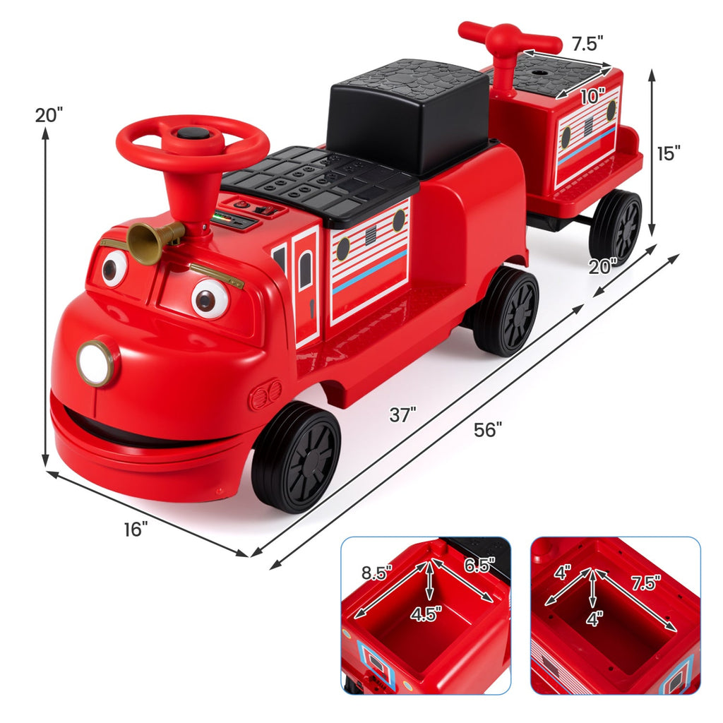 12V Licensed Chuggington Kids Ride On Train with Dual 35W Motors, 12V 7Ah Battery and Detachable Carriage, Red
