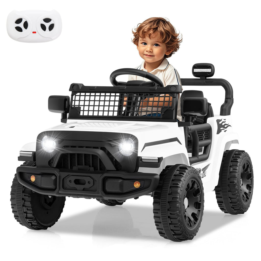 12V Kids Ride On Truck with Soft Start and Stop, 1 to 2 Second Braking, Parent Remote and Spring Suspension, 66 lb, White