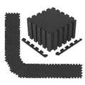 18 Pack Interlocking EVA Foam Floor Tiles with Boarders-Black