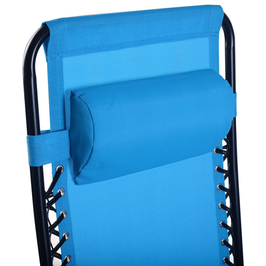 2 Pieces Folding Lounge Chair with Zero Gravity-Blue