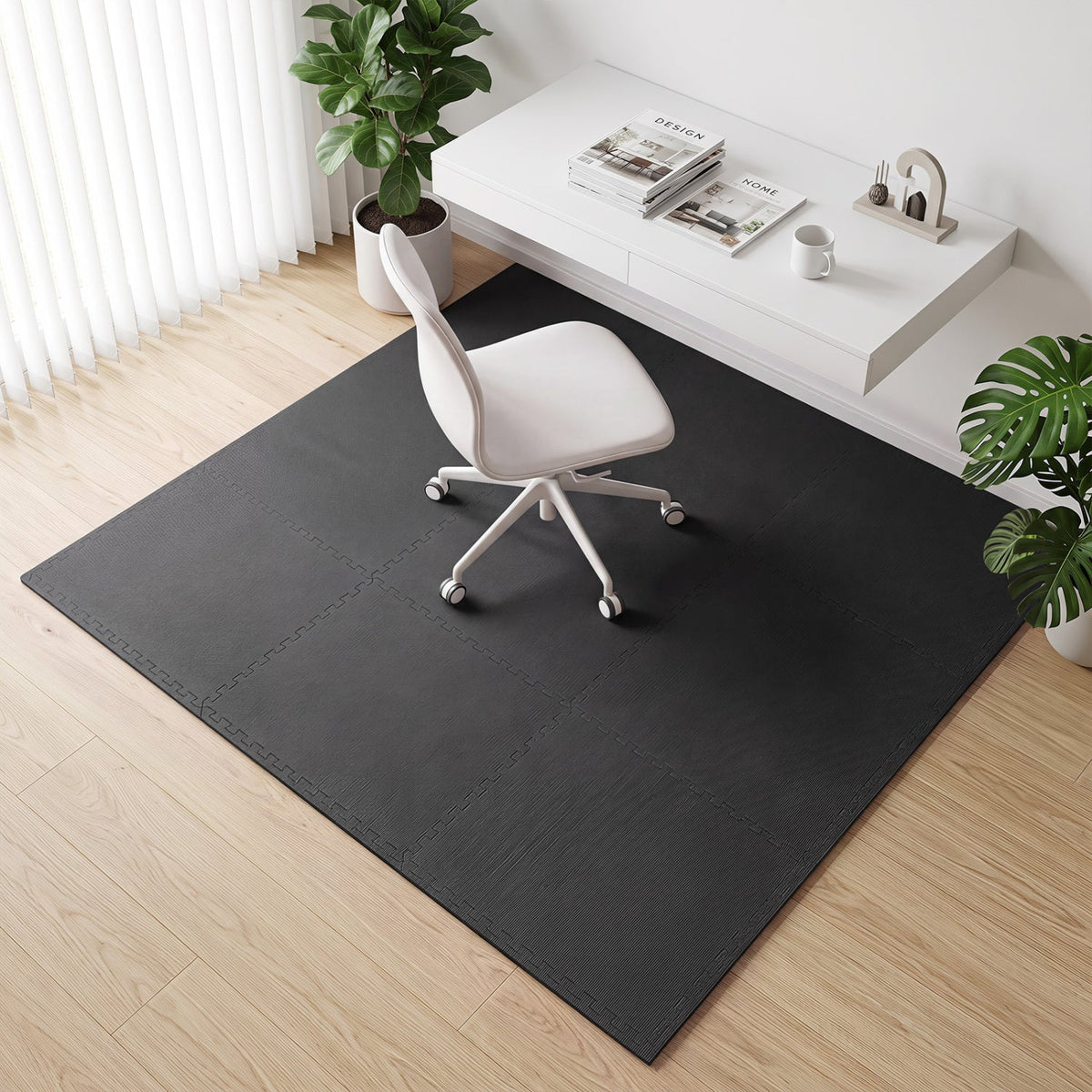 24 Pack Non-Slip Protective Interlocking EVA Foam Floor Tiles-Black