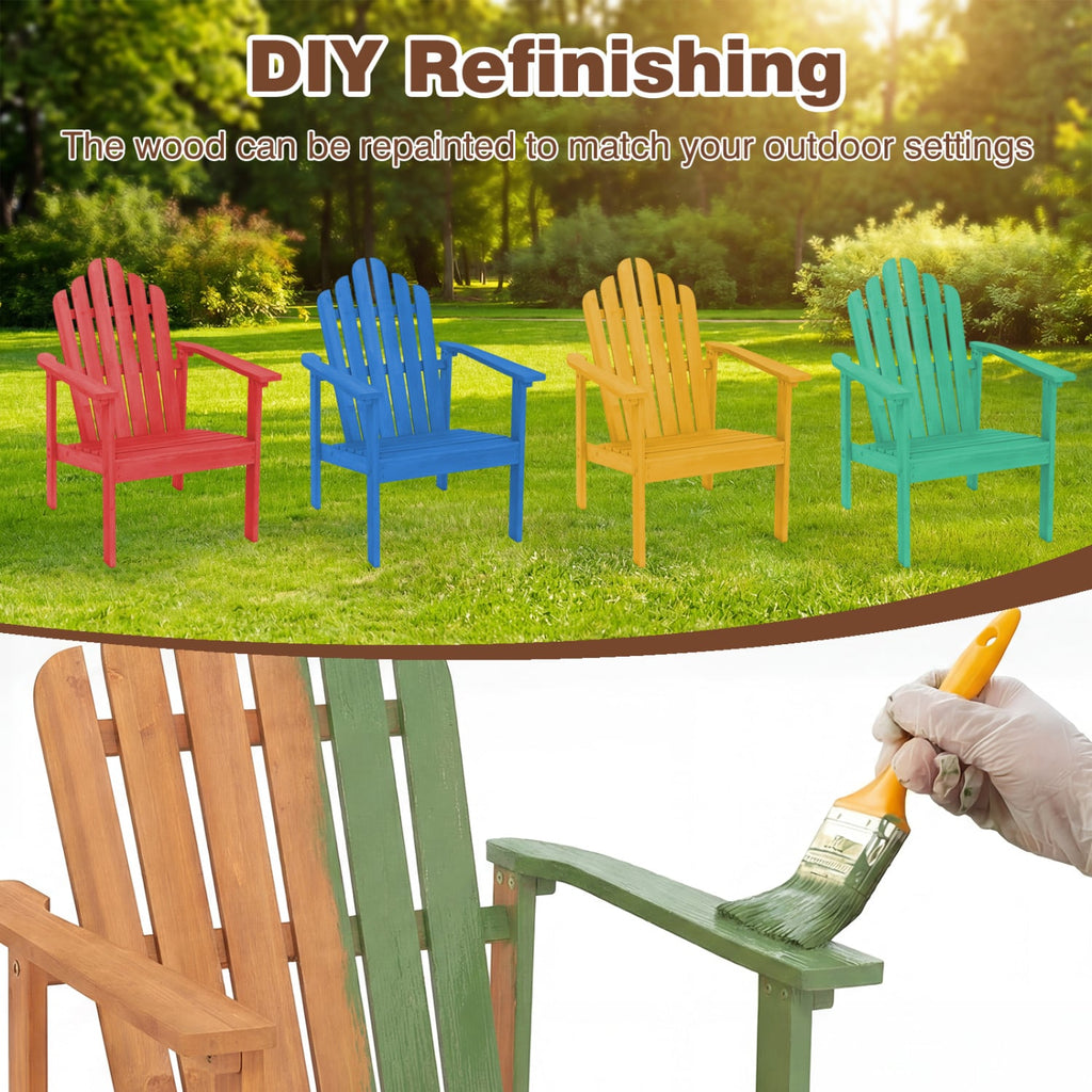 2-Pack Stackable Adirondack Chairs with Solid Acacia Wood for Patio