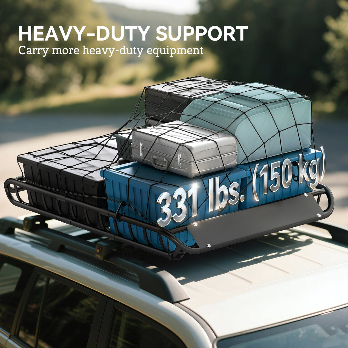 Roof Rack Cargo Carrier Basket, 150LBS Heavy Duty Roof Basket, 46" x 36" x 4.5" Rooftop Cargo Carrier for SUV, Truck