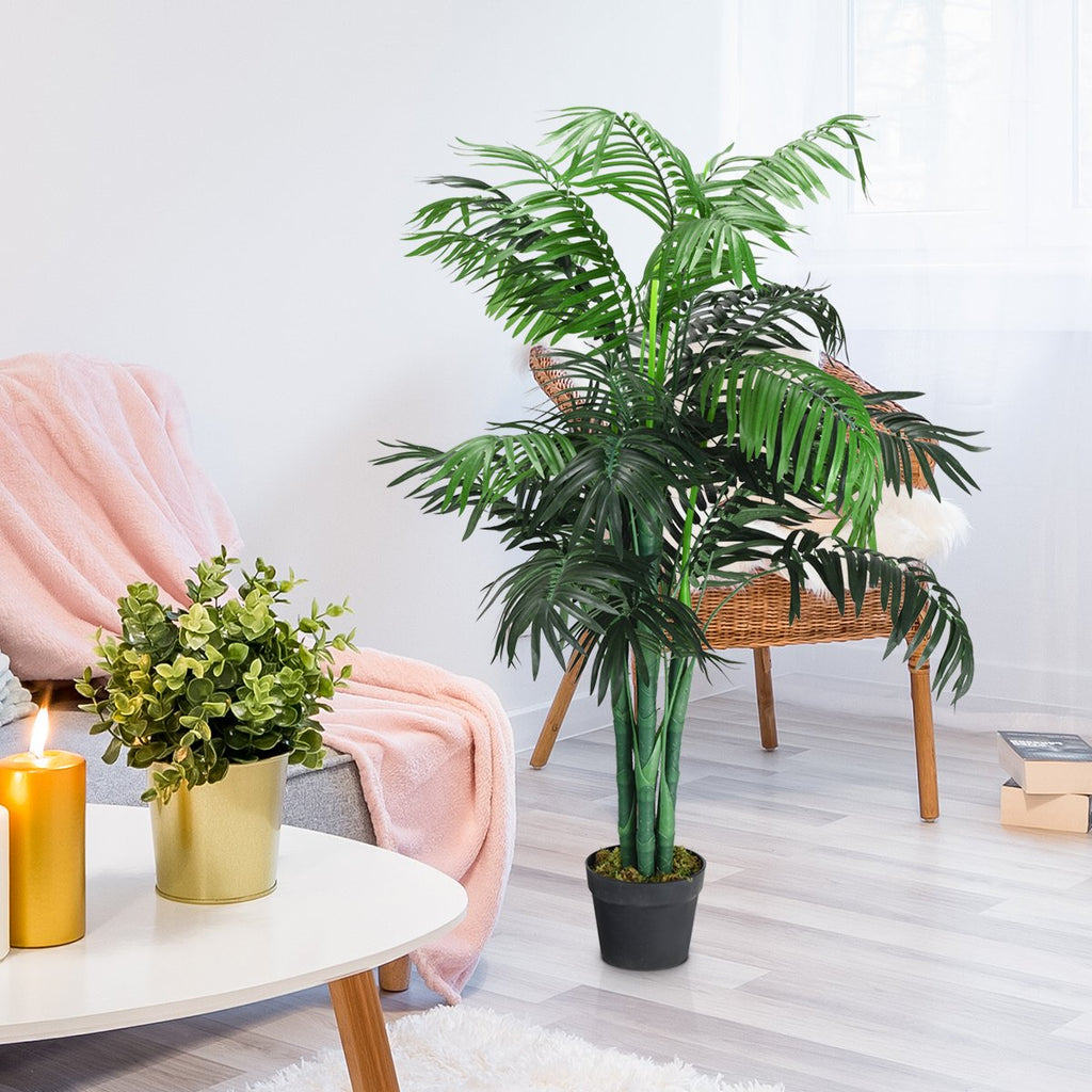 3.5 Foot Artificial Areca Palm Tree, 5 Trunk Silk Palm with Planter