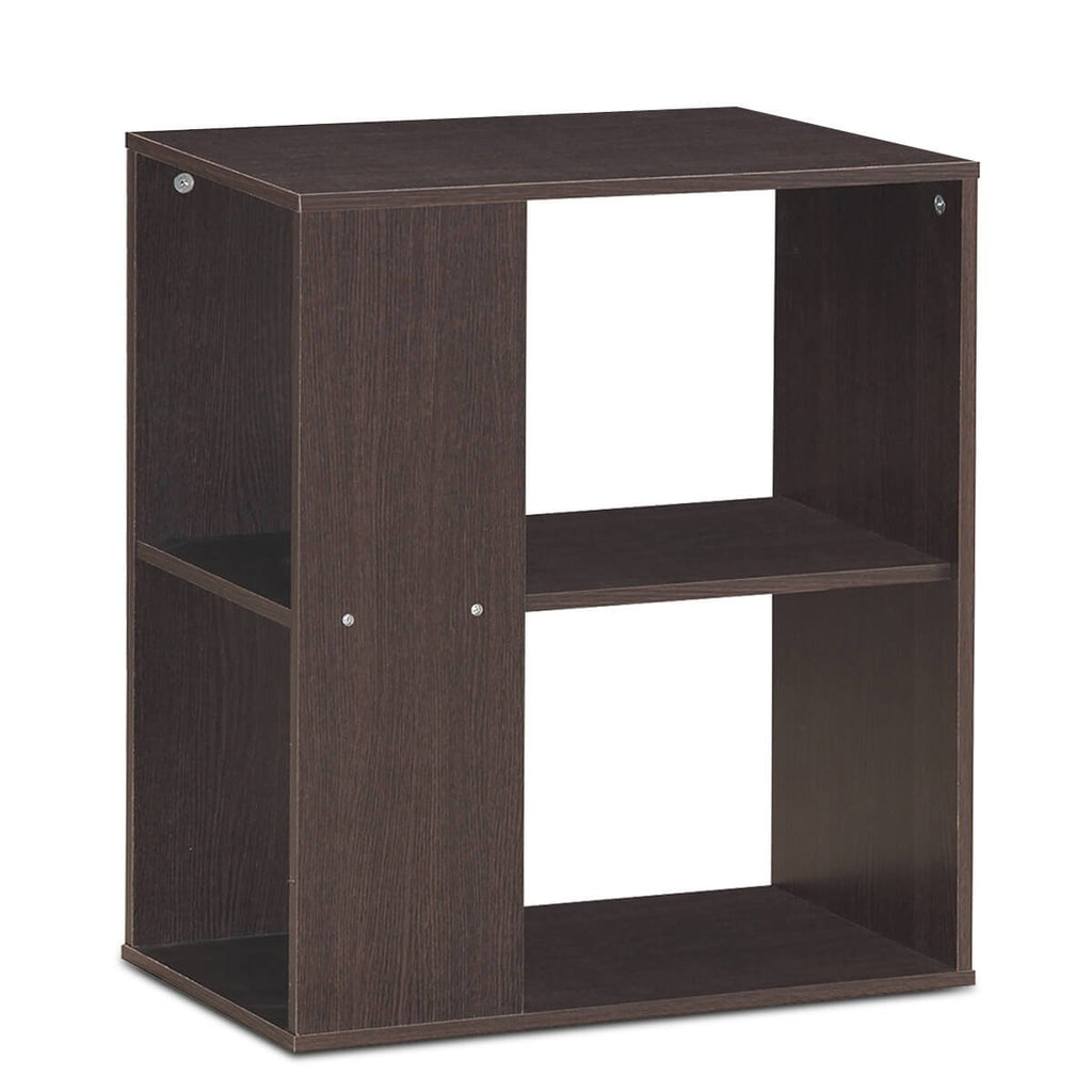3 Tier Open Shelf Side End Table in Brown Engineered Wood