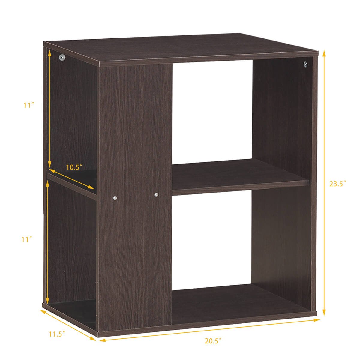 3 Tier Open Shelf Side End Table in Brown Engineered Wood