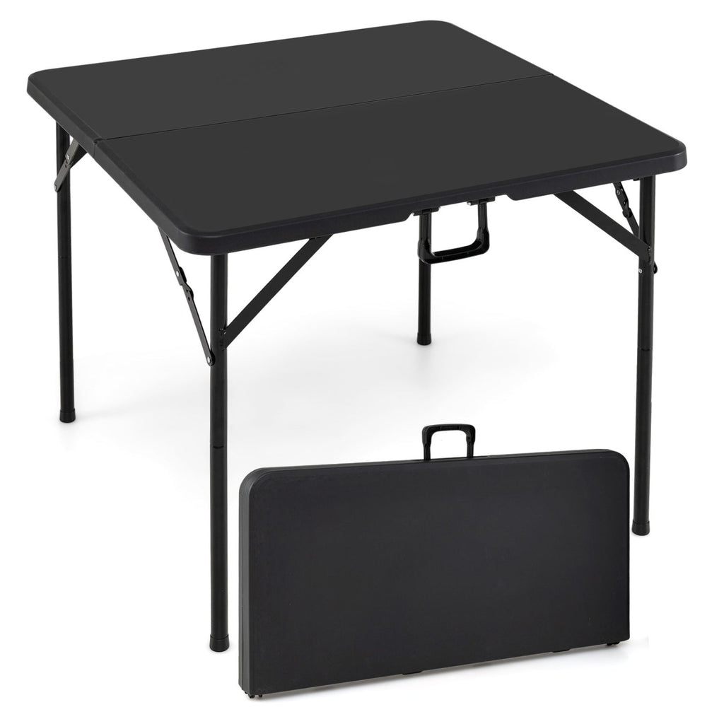 34 Inch Square Foldable Card Table with Carrying Handle-Black