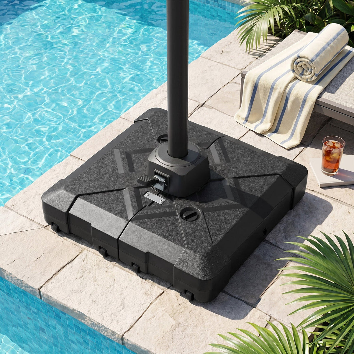 34 inches x 34 inches Cantilever Patio Umbrella Base with 4 Wheels