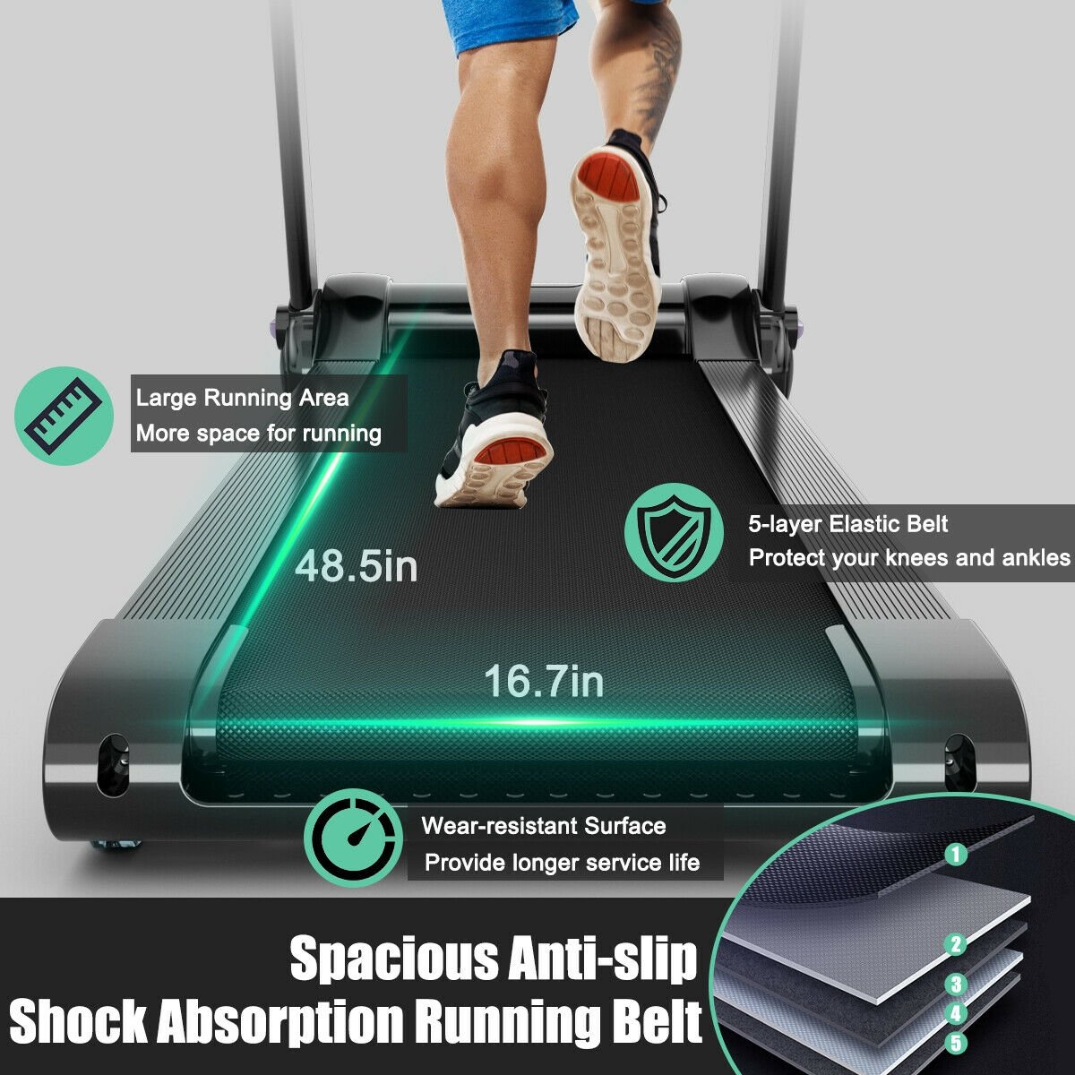 3HP Folding Electric Treadmill Running Machine-Silver