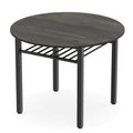 40” Round Kitchen Table with Storage Shelf and Metal Frame for 4 People-Gray