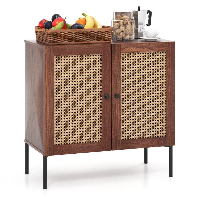 5-Piece Kitchen & Dining Bundle: Adjustable Bar Stools (Set of 2) + Stackable Stools (Set of 6) + Rattan Storage Sideboard