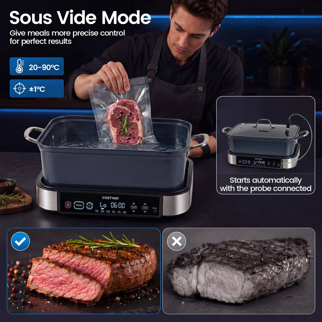 6-in-1 Programmable Slow Cooker with Keep Warm Functions and Adjustable Timer, Control