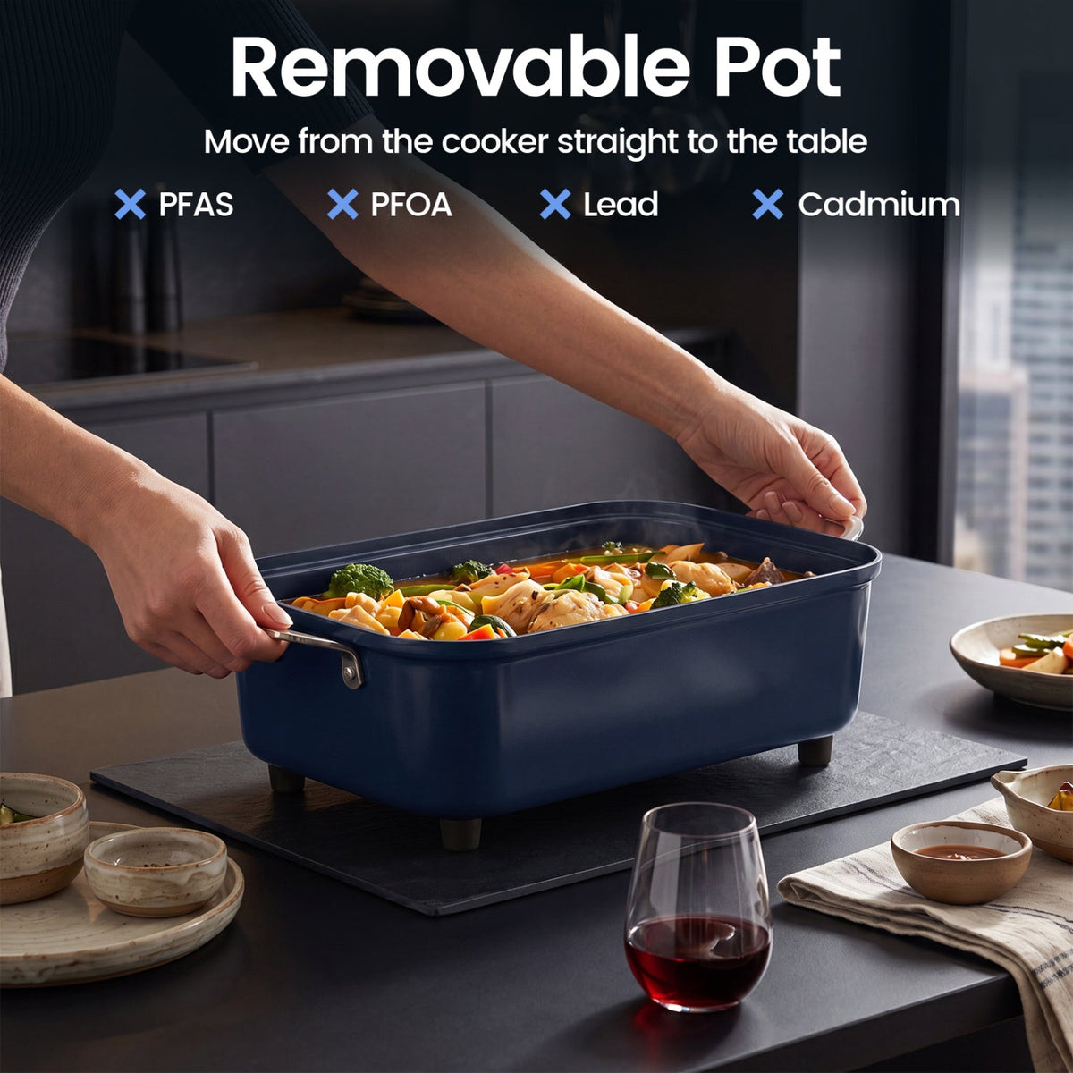 6-in-1 Programmable Slow Cooker with Keep Warm Functions and Adjustable Timer, Control