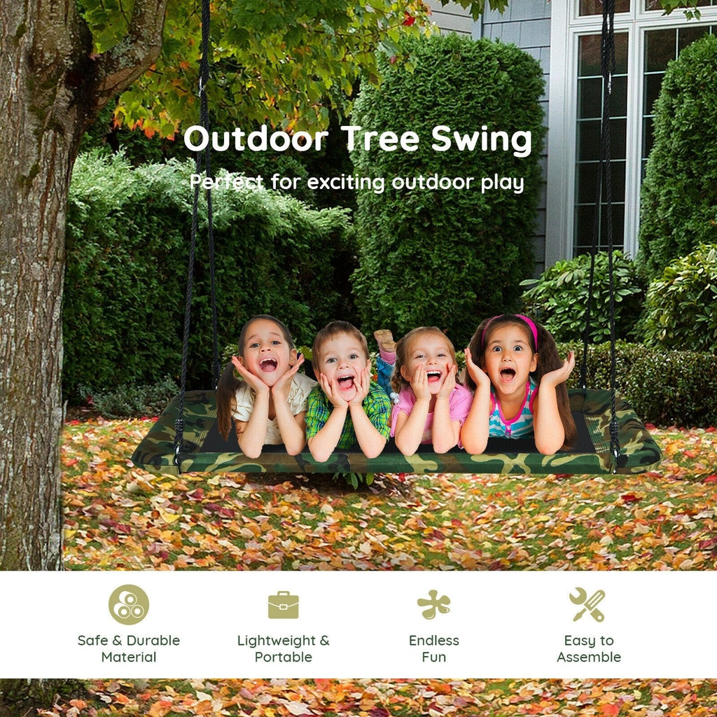 60 Inches Platform Tree Swing Outdoor with, 2 Hanging Straps-Camouflage