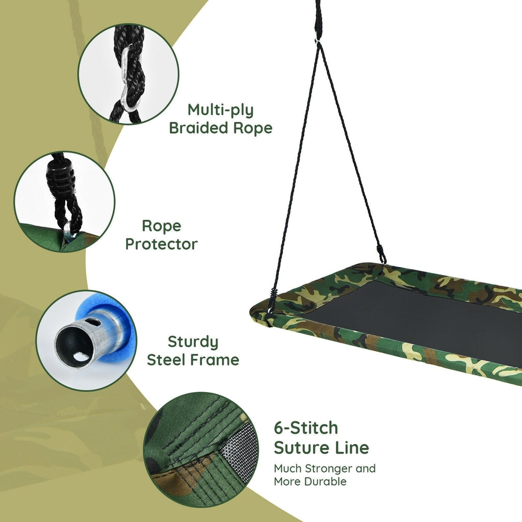 60 Inches Platform Tree Swing Outdoor with, 2 Hanging Straps-Camouflage