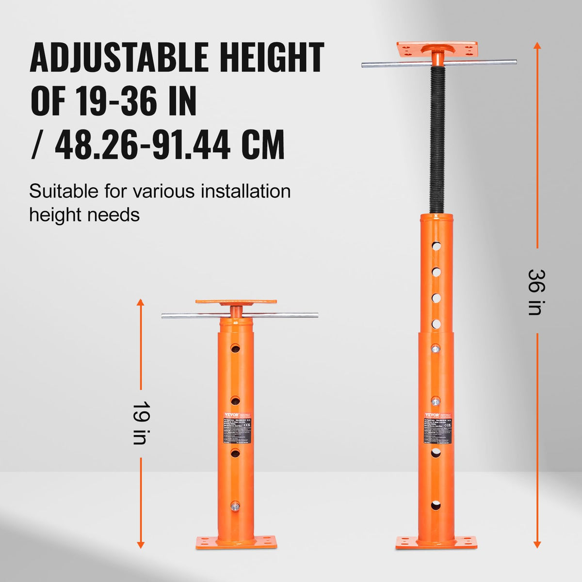 VEVOR House Floor Jack, 19"-36" Height Range, 18000 lbs Max Load Capacity, Adjustable Support Beam Basement Jack Post Pole for Leveling, Lift Support Steel Telescoping Jack Post for Temporary Support 🍁 All In One Marketplace Canada