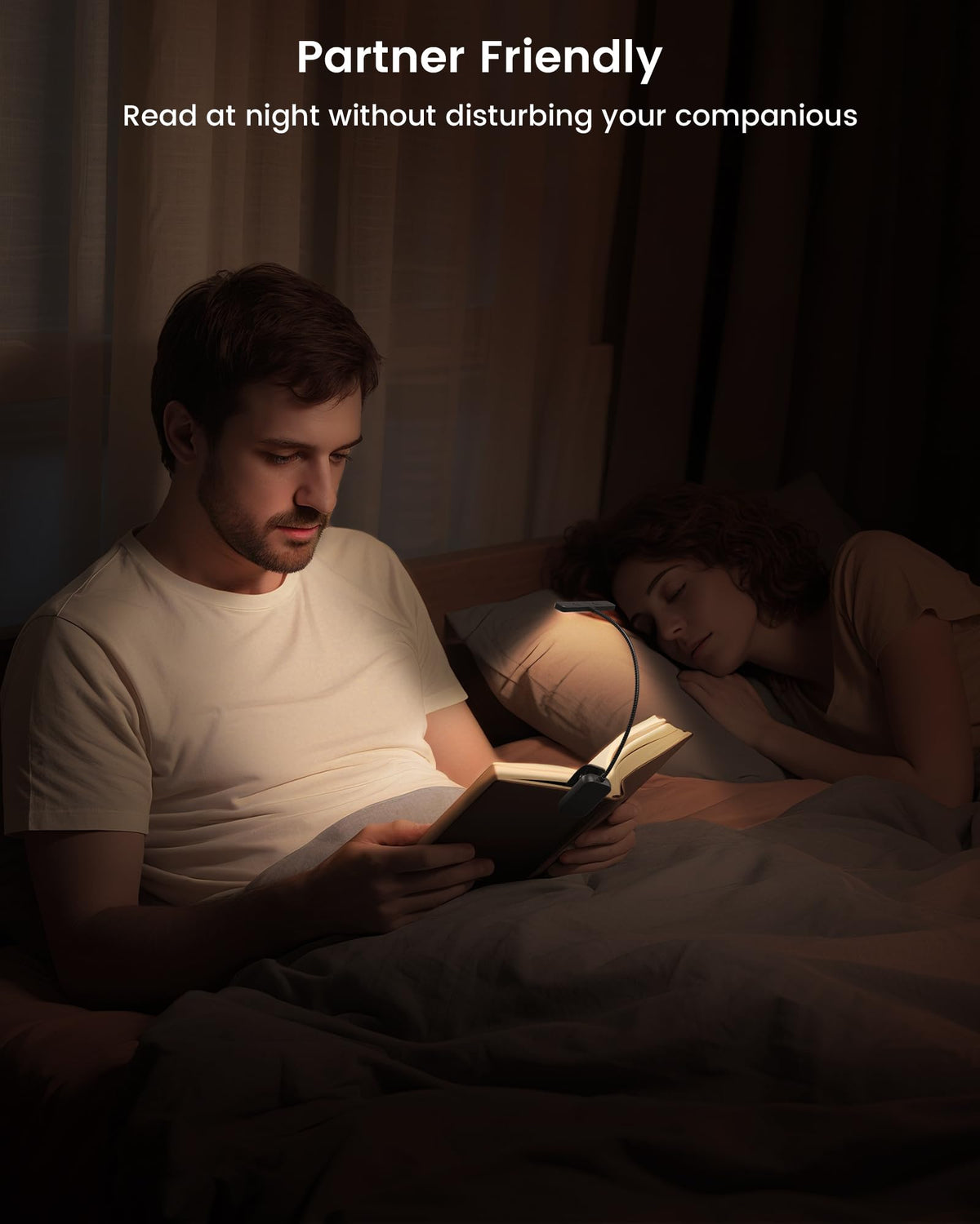 Glocusent 26 LED Rechargeable Book Light, 1200 mAh Battery for 90 Hrs Reading Light, 5 Amber Colors & Stepless Dimming Book Light for Night Reading - Portable Clip on Light for Book Lovers Kids 🍁 All In One Marketplace Canada