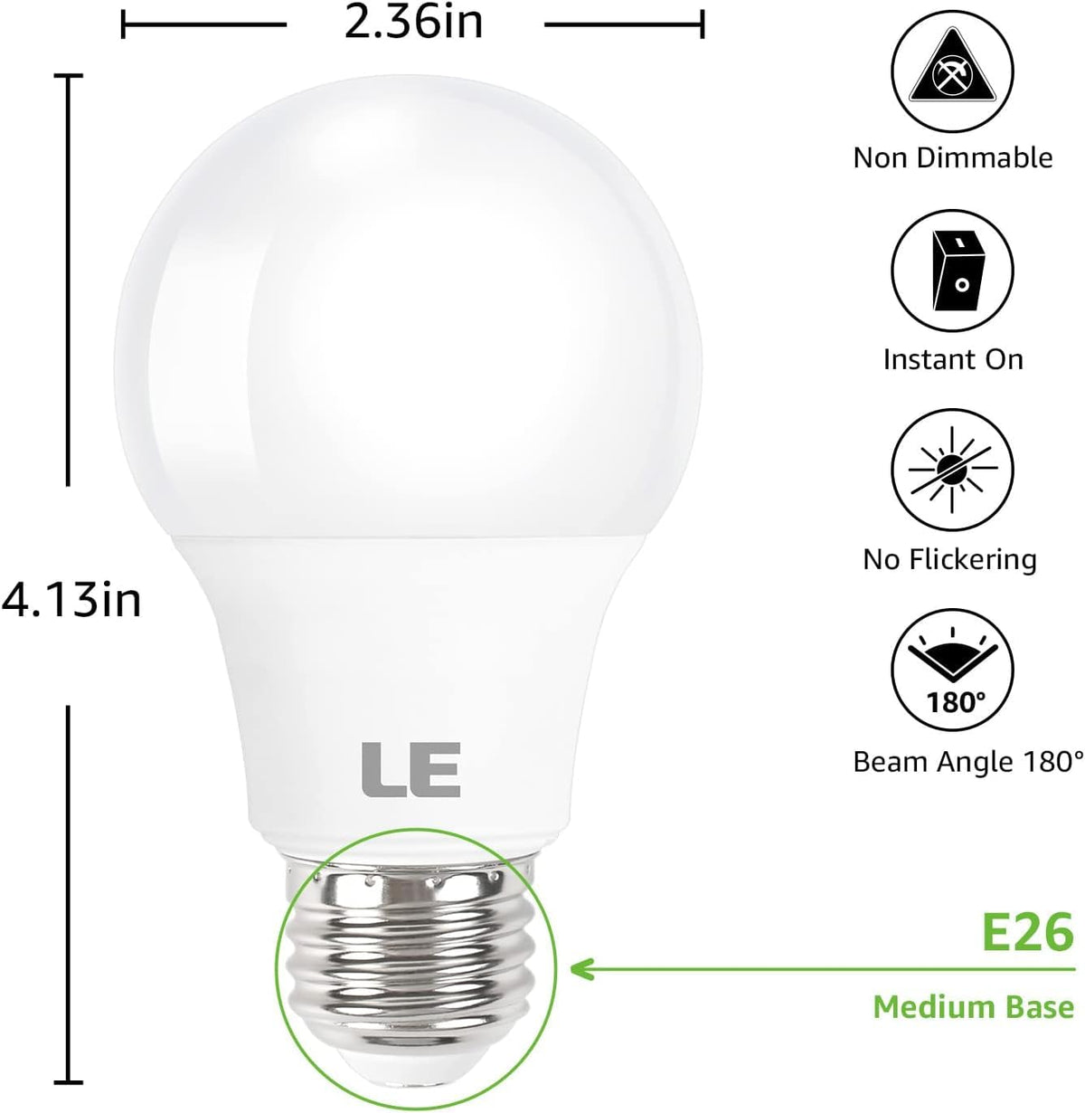 Lepro LED Light Bulbs, 2700K Soft Warm White LED Bulb 60W Equivalent, Non-Dimmable, A19 E26 Standard Medium Base, 10000 Hour Lifetime, UL Listed, 9 Watt, 5 Packs 🍁 All In One Marketplace Canada