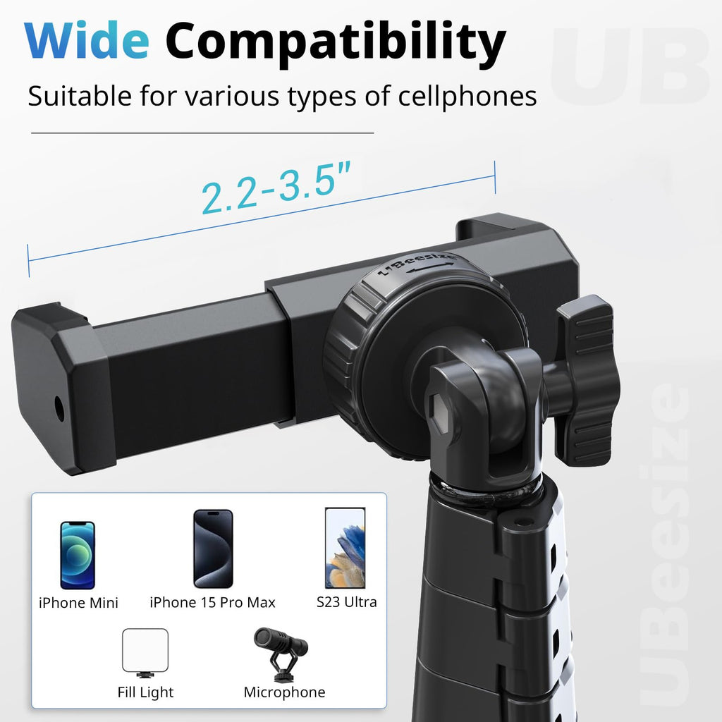UBeesize 62" Phone Tripod & Selfie Stick with Wireless Remote and Phone Holder, Compatible with iPhone and Android for Selfies, Video Recording, and Live Streaming(Black) 🍁 All In One Marketplace Canada