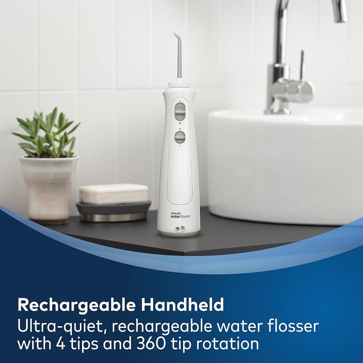 Waterpik Cordless Pearl Rechargeable Portable Water Flosser for Teeth, Gums, Braces Care and Travel with 4 Flossing Tips - CDA Validated, WF-13 White, Packaging May Vary 🍁 All In One Marketplace Canada