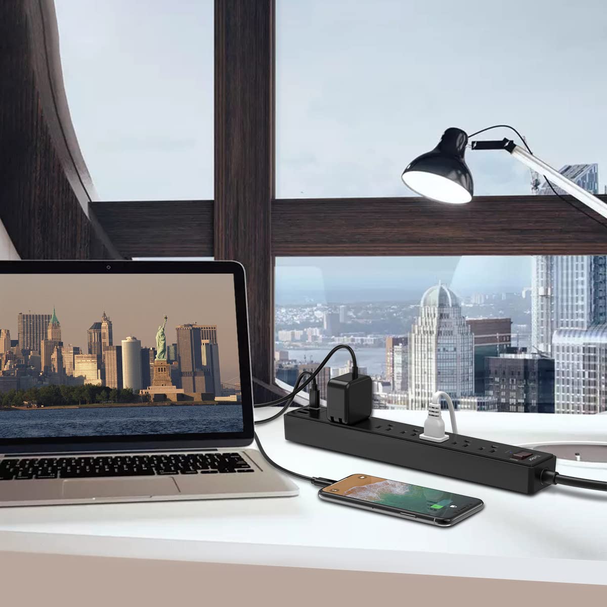 6Ft Power Bar Extension Cord - Yintar Power Strip Surge Protector with 6 AC Outlets and 3 USB Ports(1 USB C), 6 Feet Extension Cord, 1680 Joules, ETL Listed, (Black) 🍁 All In One Marketplace Canada