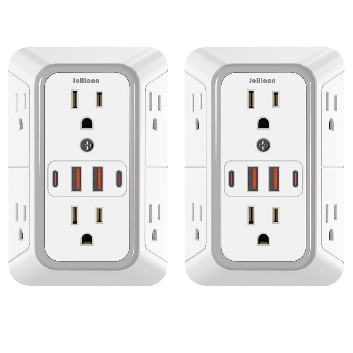 2 Pack Outlet Extender Surge Protector, 6 Outlet Splitter with 4 USB Outlet (2 USB A,2 USB C), 3Sided Power Strip with Adapter Spaced Outlets for Home, Office, Travel(White) 🍁 All In One Marketplace Canada