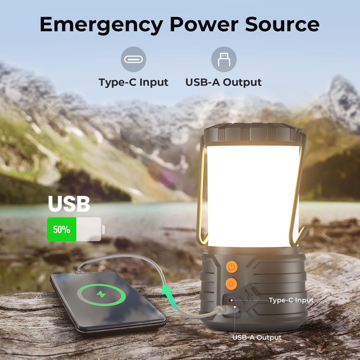 2 Pack Camping Lantern,Led Camping Lanterns,5000mAh Rechargeable Battery Emergency Lights for Power Outages,3 Colors,IPX4 Waterproof Portable Flashlight Camping Tent Light for Home or Hurricane Hiking 🍁 All In One Marketplace Canada