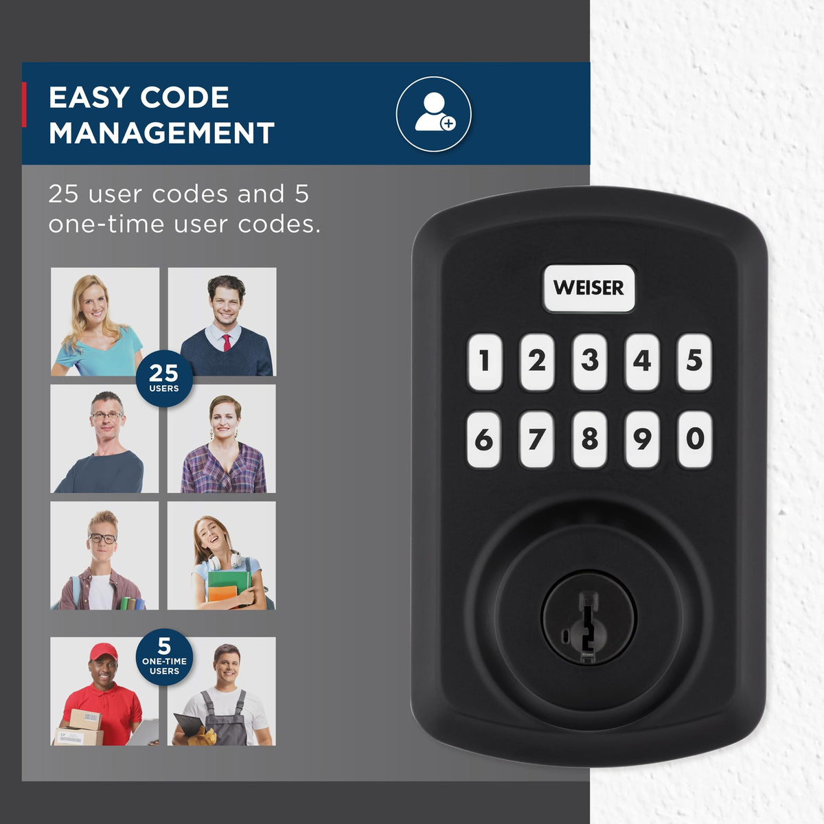 Weiser Powerbolt 3 Matte Black Keyless Entry Door Lock/Deadbolt Lock, 10-Button Keypad Door Lock with Auto Lock and 12-Month Battery Life, Electronic Door Locks for Front Door, Home Décor 🍁 All In One Marketplace Canada