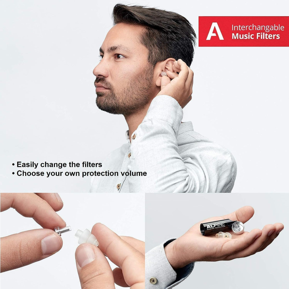 Alpine MusicSafe High Fidelity Music Ear Plugs for Noise Reduction - 2 Interchangeable Filter Sets - Professional Musician Hearing Protection - Hypoallergenic Reusable Soft Transparent Earplugs 🍁 All In One Marketplace Canada