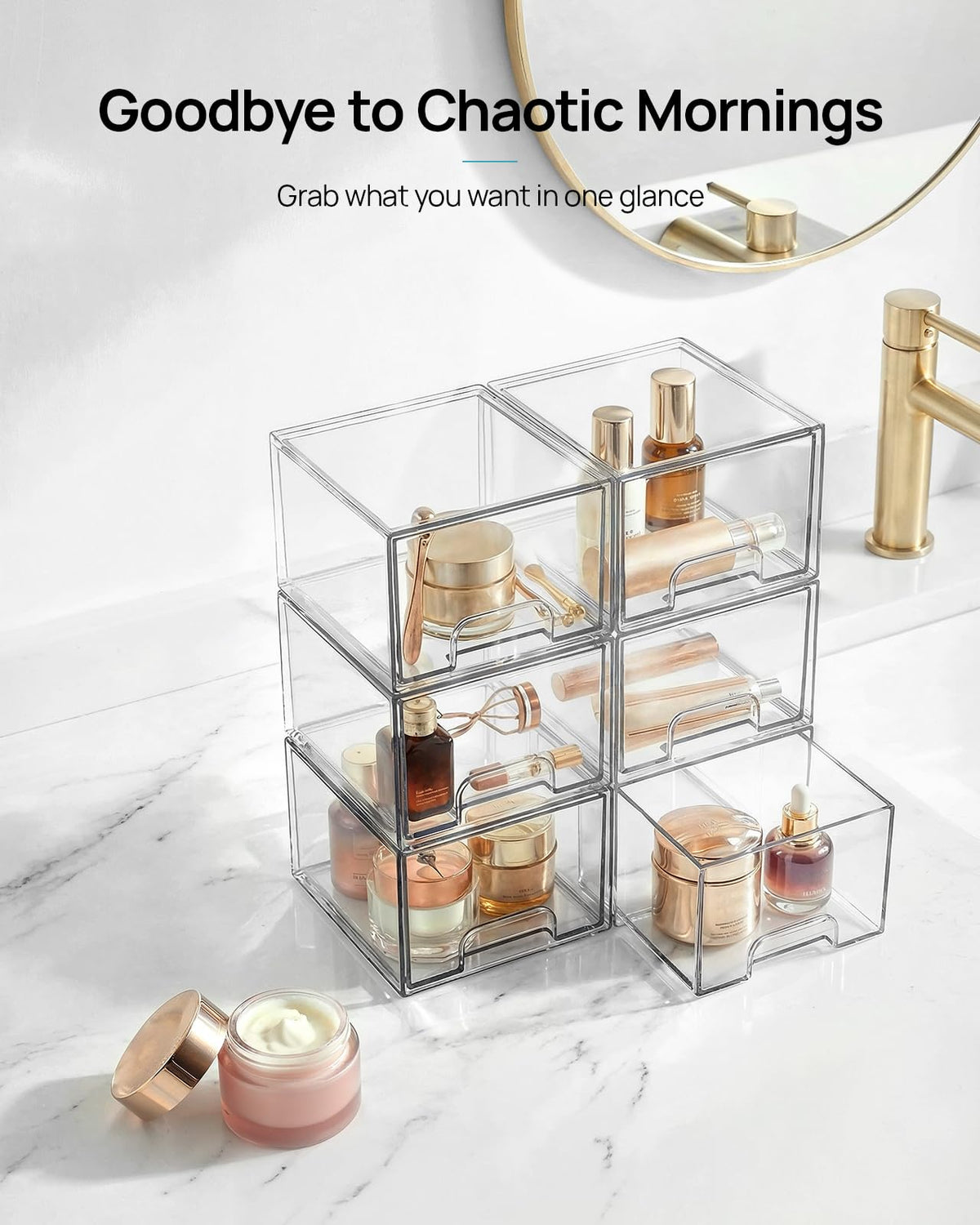 Vtopmart 4 Pack Stackable Makeup Organizer Storage Drawers, Acrylic Bathroom Organizers，Clear Plastic Storage Bins For Vanity, Undersink, Kitchen Cabinets, Pantry, Home Organization and Storage 🍁 All In One Marketplace Canada