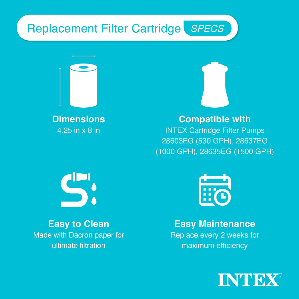 INTEX 29002E Type A Pool Filter Cartridge: for INTEX Filter Pumps – Easy-to-Clean – Dacron Paper – Efficient Filtration – Two Pack 🍁 All In One Marketplace Canada