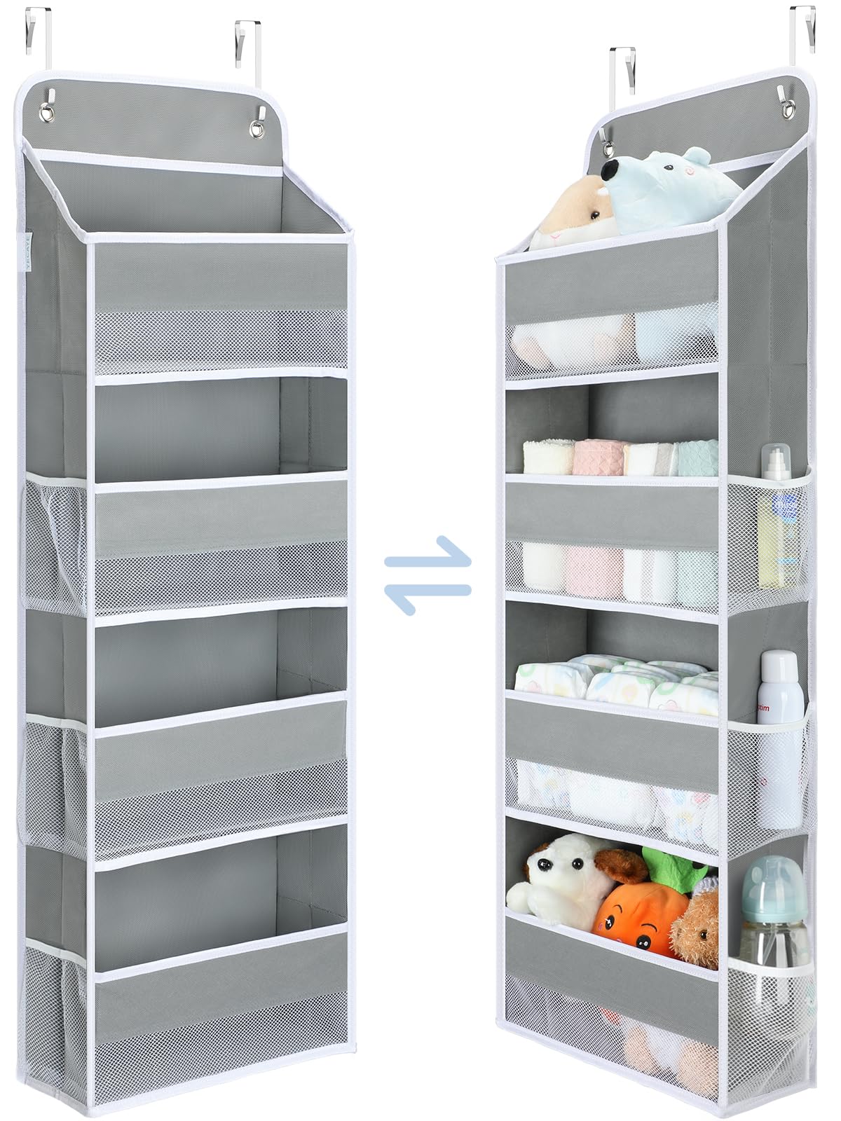 Yecaye 1 Pack Over the Door Organizer, 35.2lbs Load Closet Door Organizer Hanging, Swing-proof Diaper Organizer Storage with 4 Big Pockets 6 Mesh Pockets for Nursery Newborn Baby Essentials Stuff 🍁 All In One Marketplace Canada