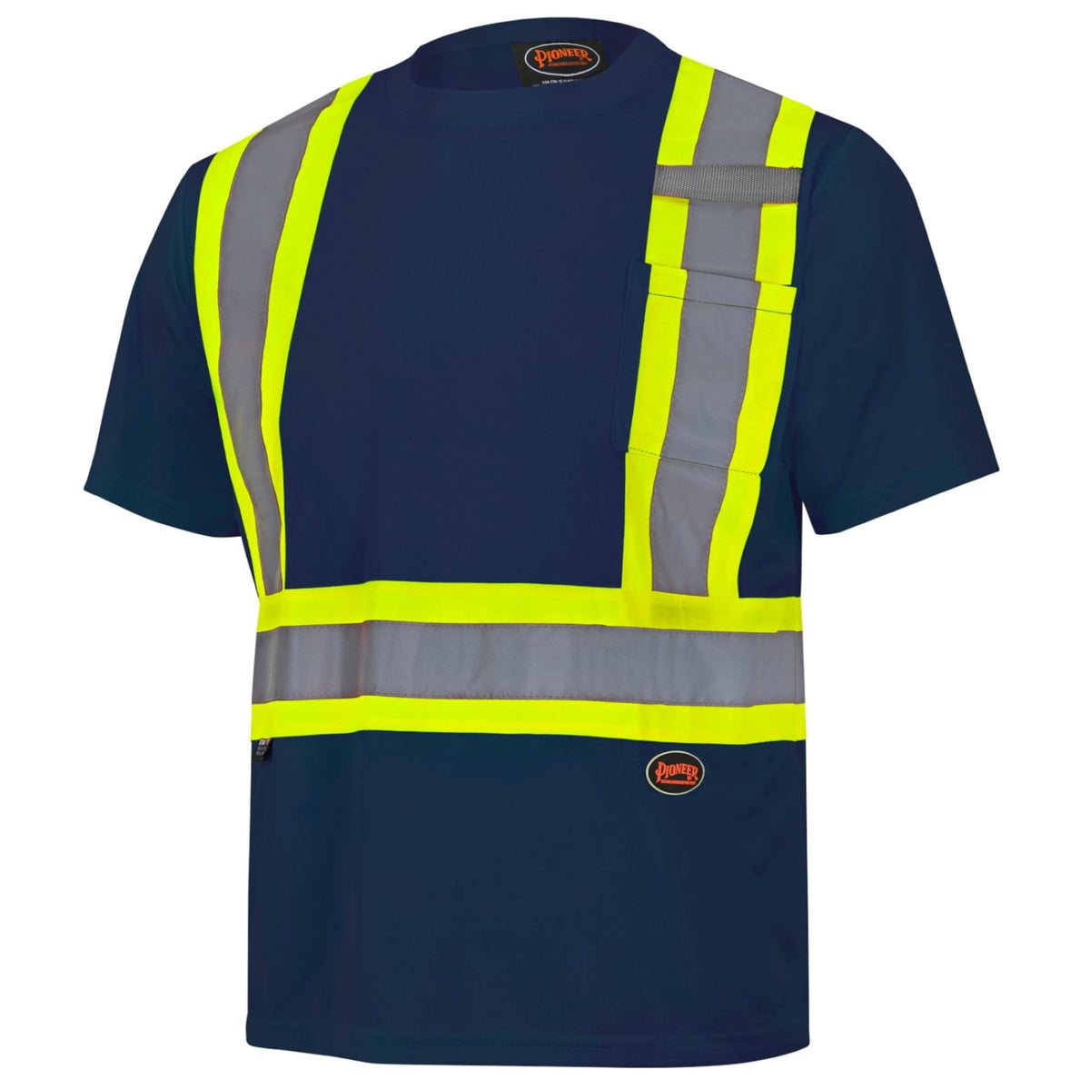 Pioneer Hi-Vis Work T-Shirt — Class 1, Navy, XL