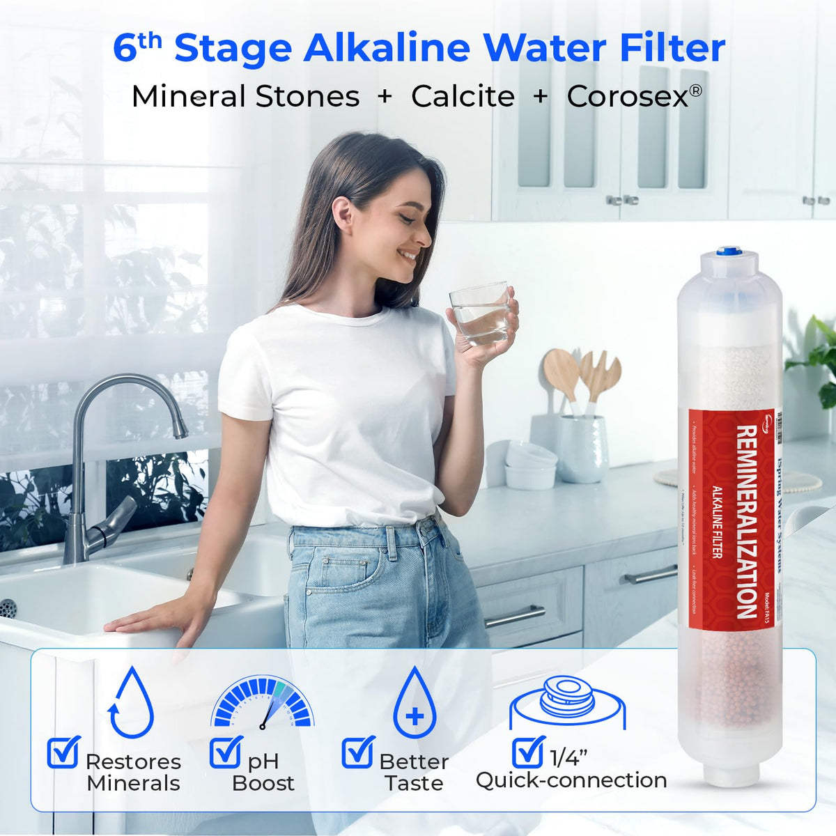 iSpring F9K NSF Certified 1-Year Reverse Osmosis Water Filter, Alkaline Remineralization Filters for 6-Stage RO Systems, Without RO Membrane 🍁 All In One Marketplace Canada