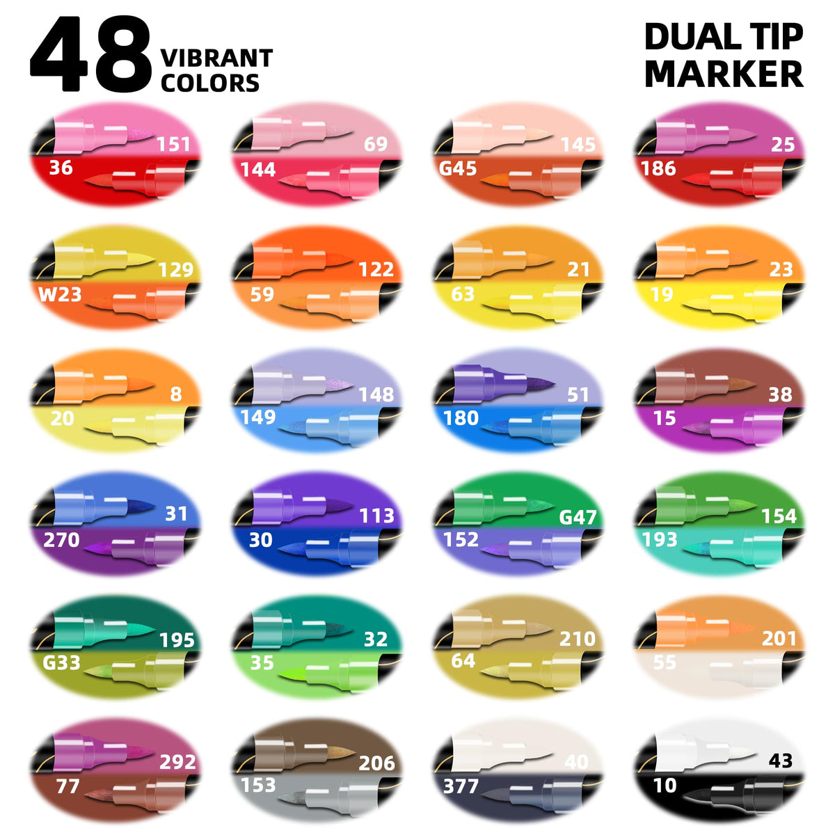 Art+soul 48 Colors Acrylic Paint Pens, 24 Pack Dual Tip Acrylic Paint Pens Markers for Rock Painting, Wood, Stone, Canvas, Ceramic, Glass Surfaces, DIY Crafting & Art Supplies 🍁 All In One Marketplace Canada