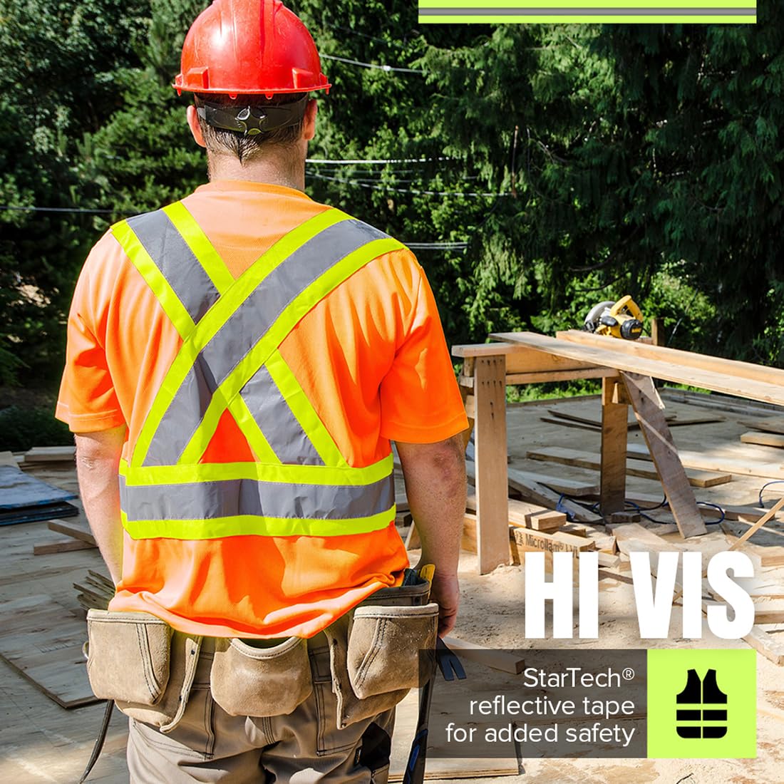 Pioneer Hi-Vis Work T-Shirt — Class 2, Orange, Medium