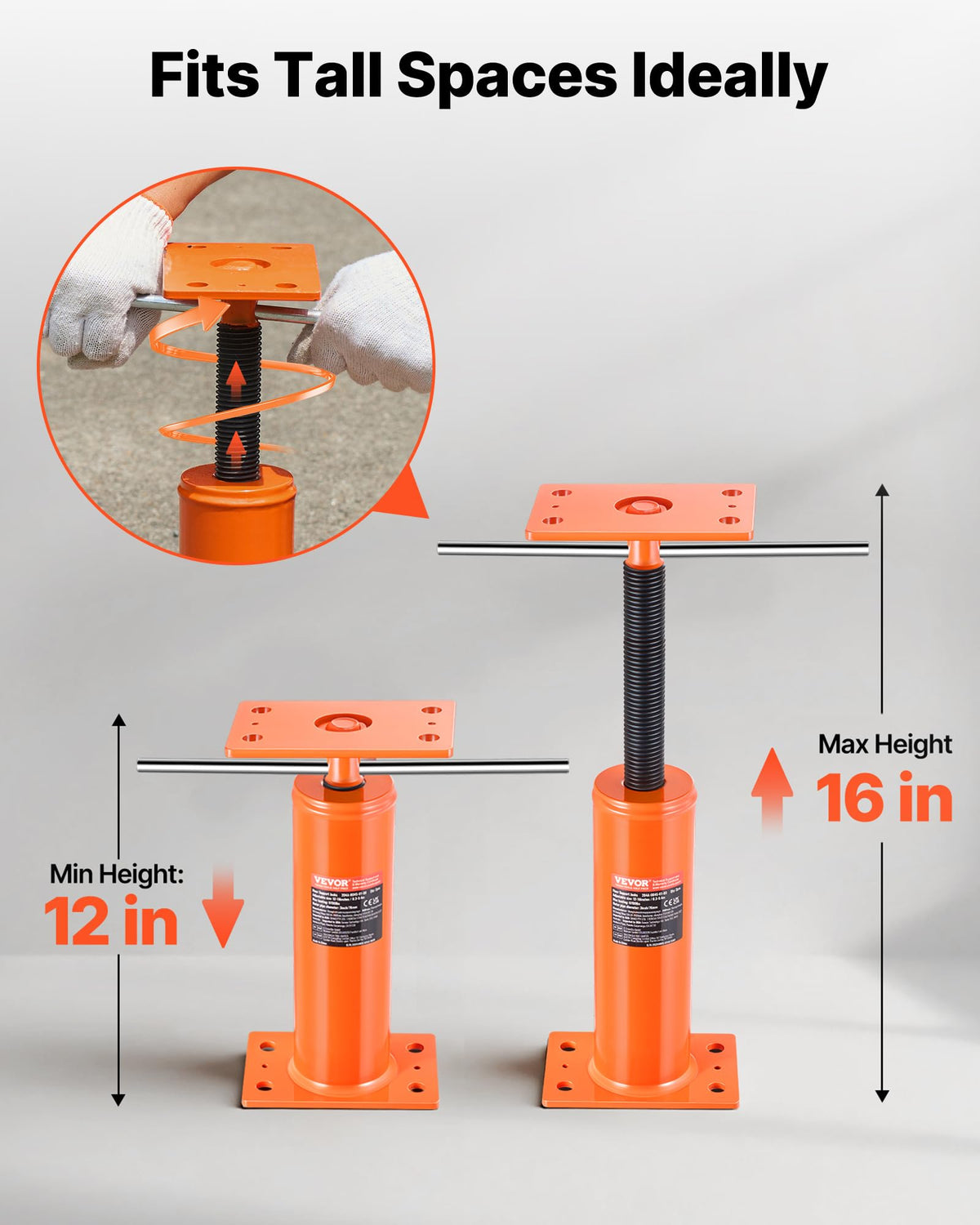 VEVOR House Floor Jacks, 2 Pack, 12"-16" Height Range, 9700 lbs Max Load Capacity Per Unit, Adjustable Support Beam Basement Jack Post Pole for Leveling, Steel Telescoping Jack for Temporary Support 🍁 All In One Marketplace Canada