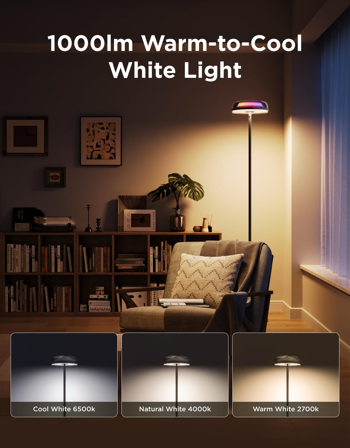 Govee Uplighter Floor Lamp for Living Room, RGBIC Ripple Projector, Smart Floor Lamp for Bedroom, Compatible with SmartThings, Matter, LED Modern Corner Floor Light, Warm Cool White Standing Lamp 🍁 All In One Marketplace Canada