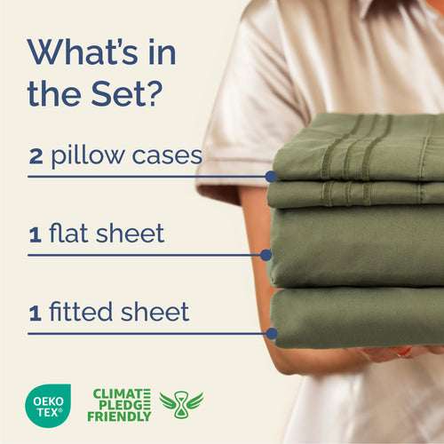 Queen Size 4 Piece Sheet Set - Comfy Breathable & Cooling Sheets - Hotel Luxury Bed Sheets for Women & Men - Deep Pockets, Easy-Fit, Soft & Wrinkle Free Sheets - Sage Green Oeko-Tex Bed Sheet Set 🍁 All In One Marketplace Canada