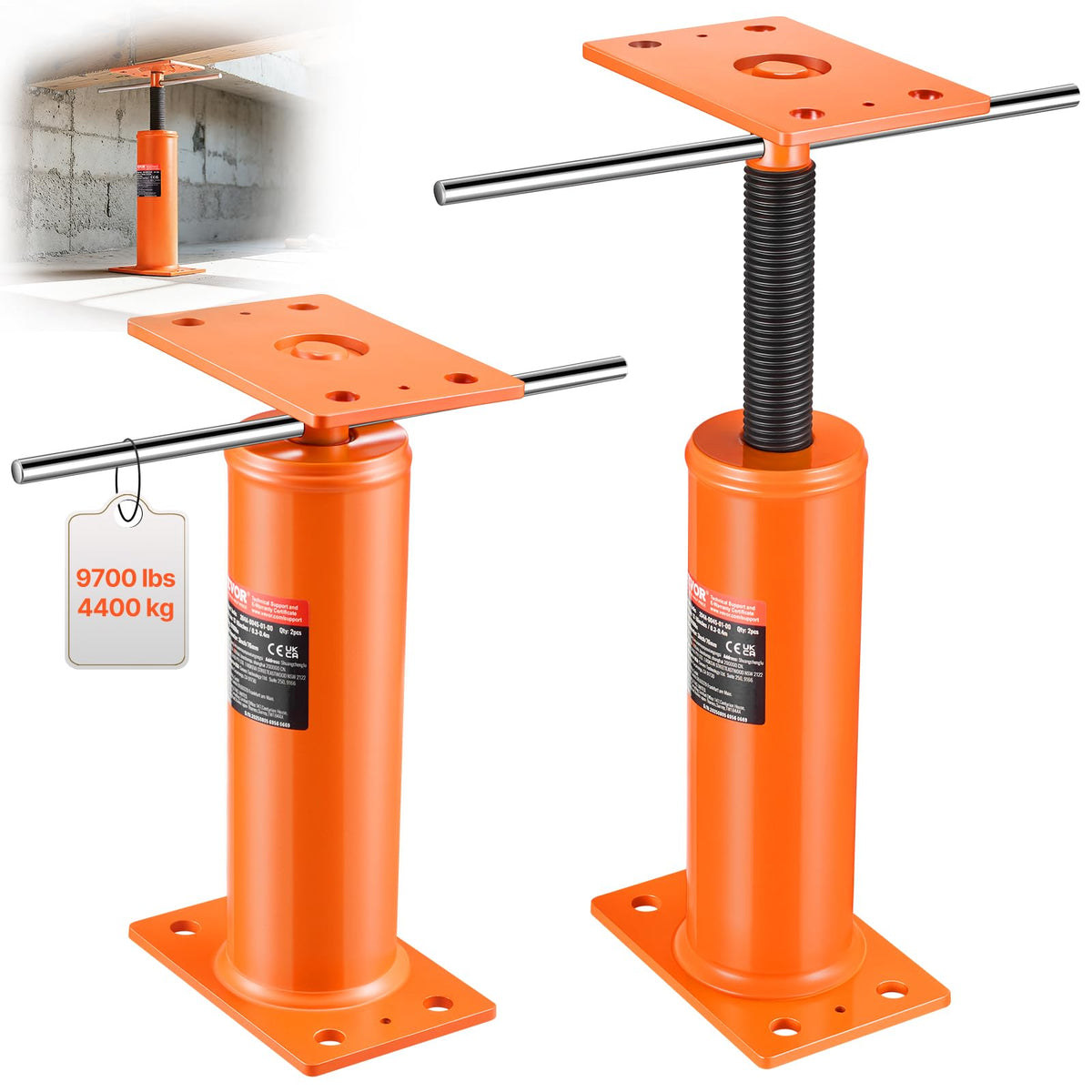 VEVOR House Floor Jacks, 2 Pack, 12"-16" Height Range, 9700 lbs Max Load Capacity Per Unit, Adjustable Support Beam Basement Jack Post Pole for Leveling, Steel Telescoping Jack for Temporary Support 🍁 All In One Marketplace Canada