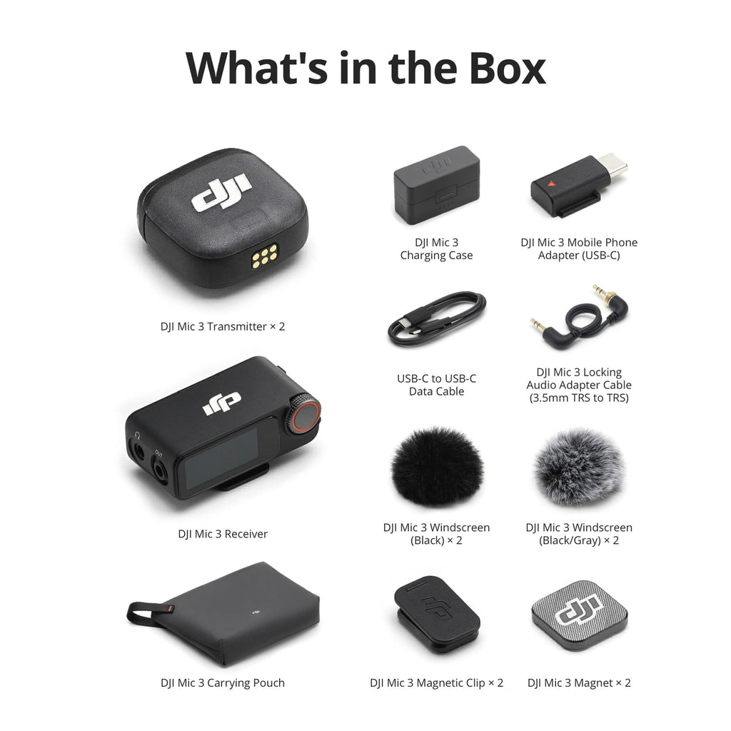 DJI Mic 3 (2 TX + 1 RX + Charging Case), Wireless Microphone for iPhone/Camera/Android, Ultralight, Adaptive Gain Control for Balanced Volume, Dual Band Anti-Interference, 28hrs Use, Vlog 🍁 All In One Marketplace Canada