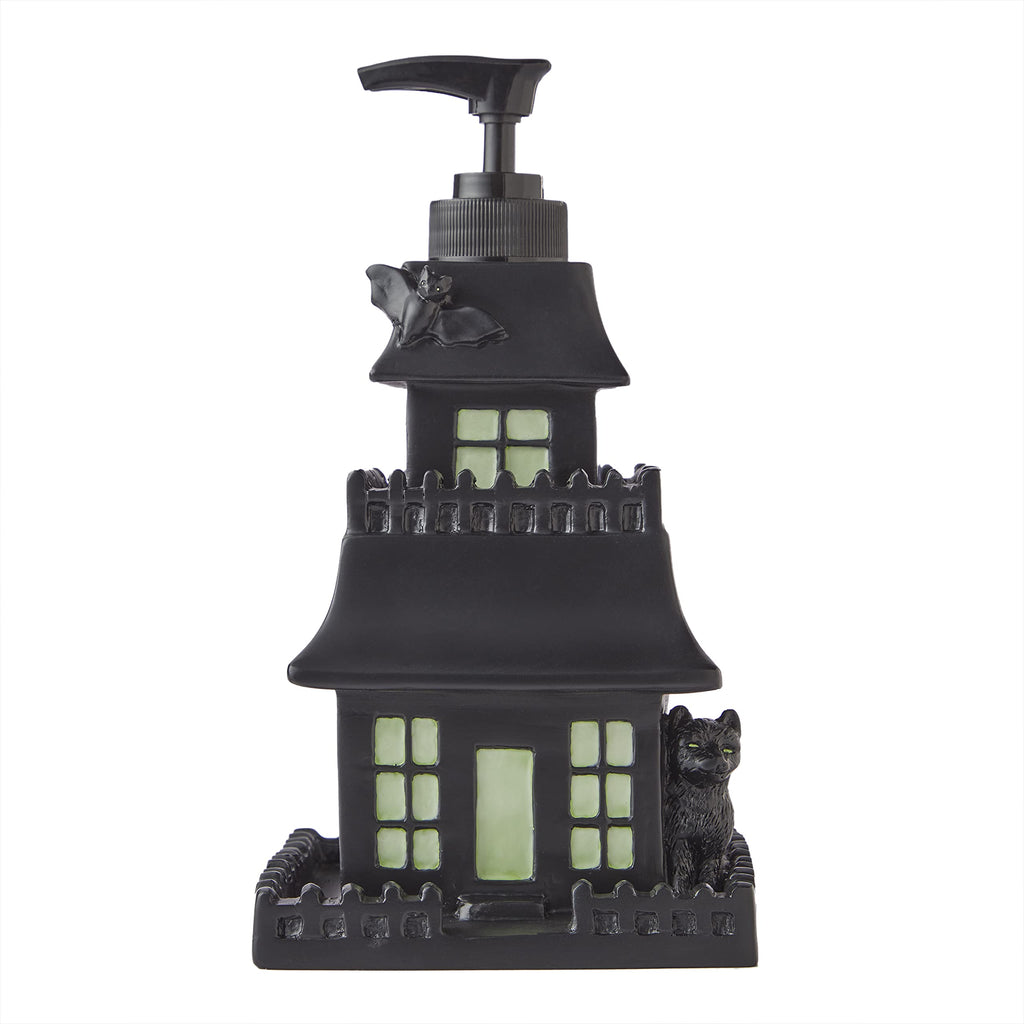 SKL Home Halloween Haunted House Glow-in-The-Dark Soap Dispenser, Black
