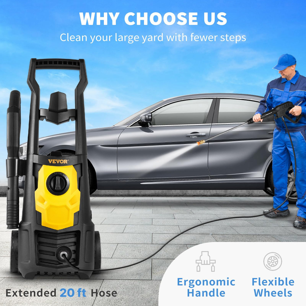 VEVOR Electric Power Washer, 2000 PSI, Max 1.65 GPM Pressure Washer w/ 30 ft Hose & Reel, 5 Quick Connect Nozzles, Foam Cannon, Portable to Clean Patios, Cars, Fences, Driveways, ETL Listed 🍁 All In One Marketplace Canada