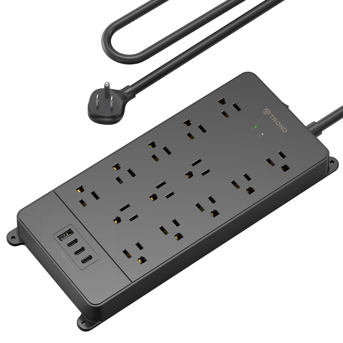 TROND Surge Protector Power Bar with USB C, 4000 Joules, ETL Listed, 13 Widely Spaced Outlets, 5ft Flat Plug Extension Cord Indoor, 14AWG Heavy Duty, Wall Mountable for Home Office Supplies, Black 🍁 All In One Marketplace Canada