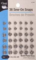Snap Sew On Nickel Plated Brass Assorted Sets 36pc