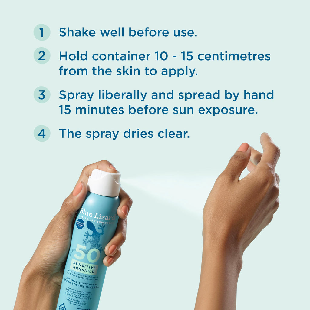 Blue Lizard Sensitive Mineral SPF 50 Spray, Broad-Spectrum UVA/UVB Protection, Water-Resistant, Zinc Oxide Formula, 142 g 🍁 All In One Marketplace Canada
