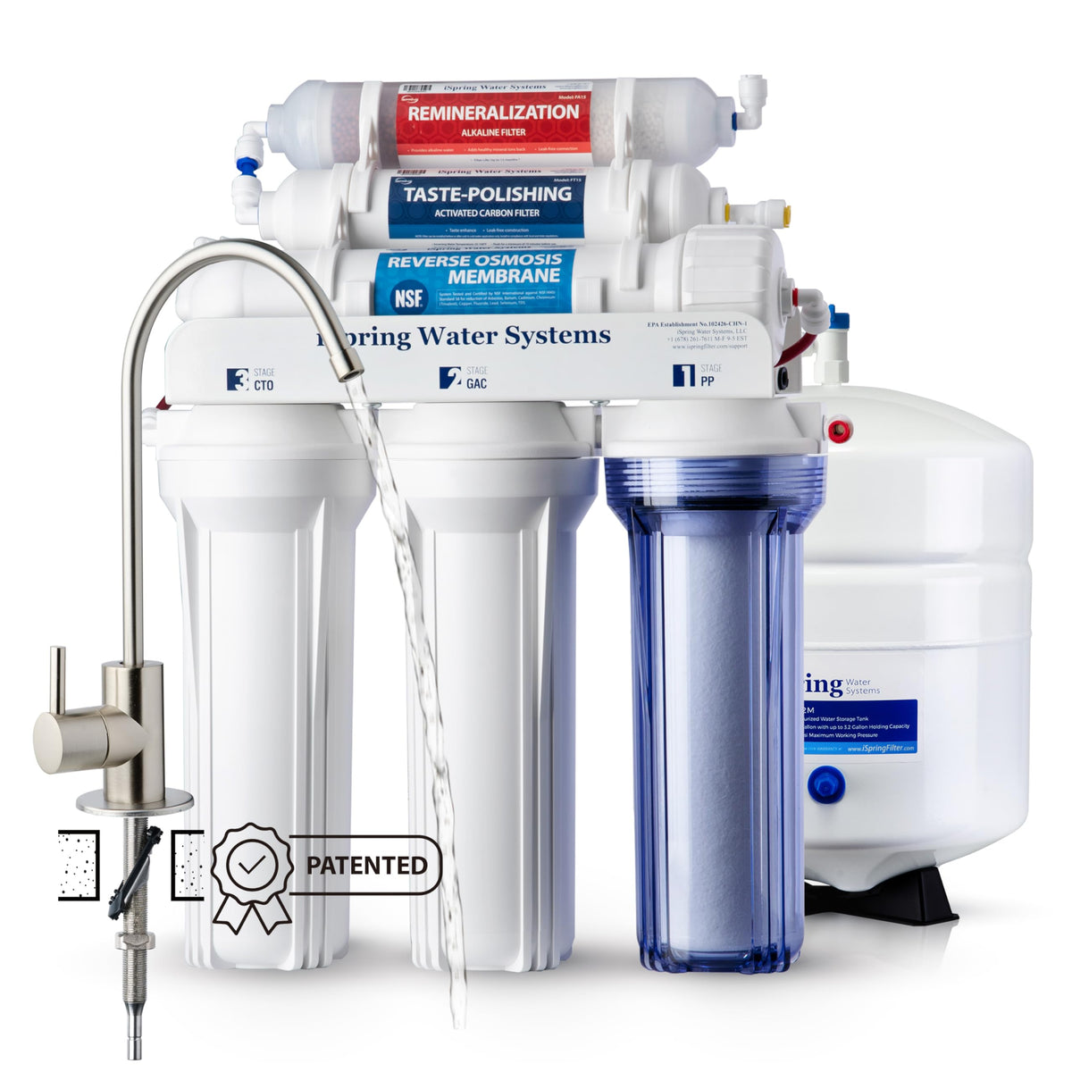 iSpring RCC7AK-BN NSF Certified, 75 GPD, Alkaline 6-Stage Reverse Osmosis System, pH+ Remineralization RO Water Filter System Under Sink Patented Top-Mounted Faucet Design for Easy Installation 🍁 All In One Marketplace Canada
